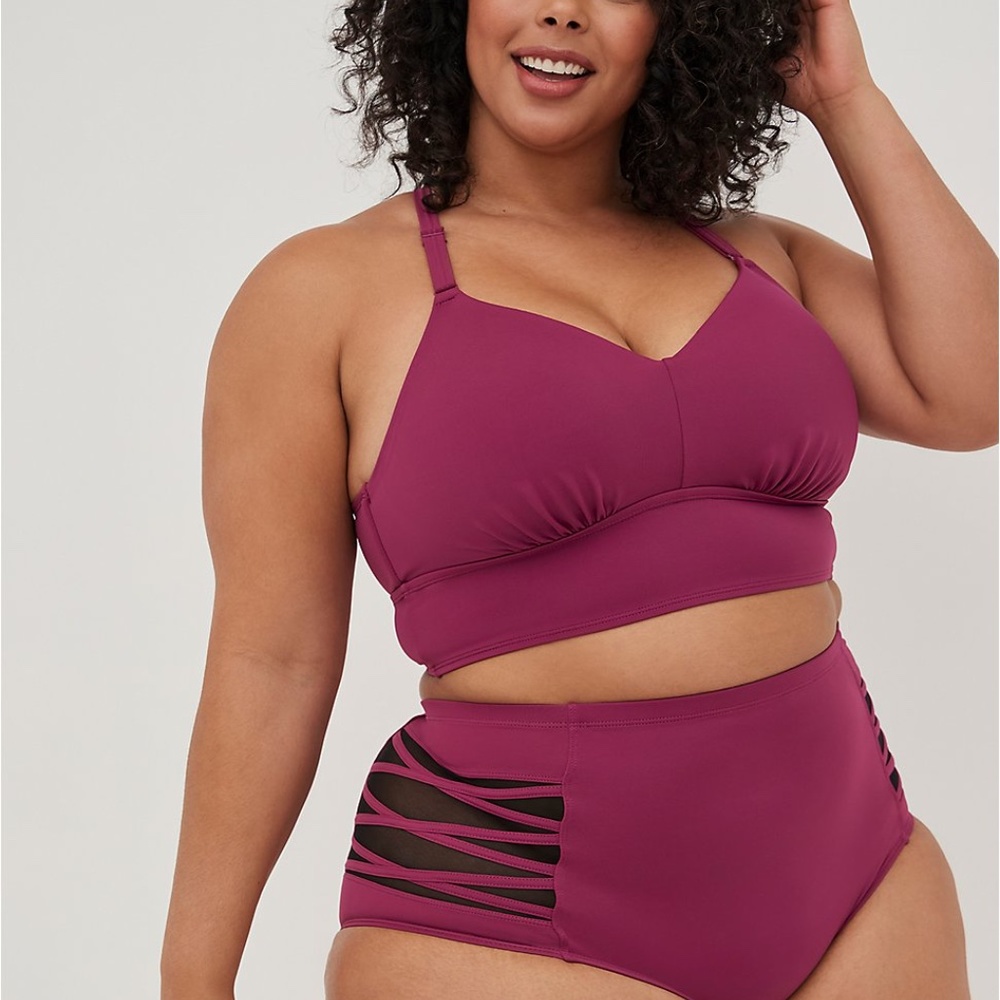 TORRID Berry High-Waisted Swim Bottom, NWT - Picture 2 of 7